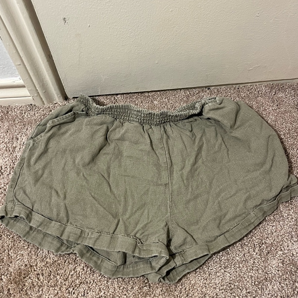 Forever 21 Twill Shorts + Pockets, Brown/Green, Size Large